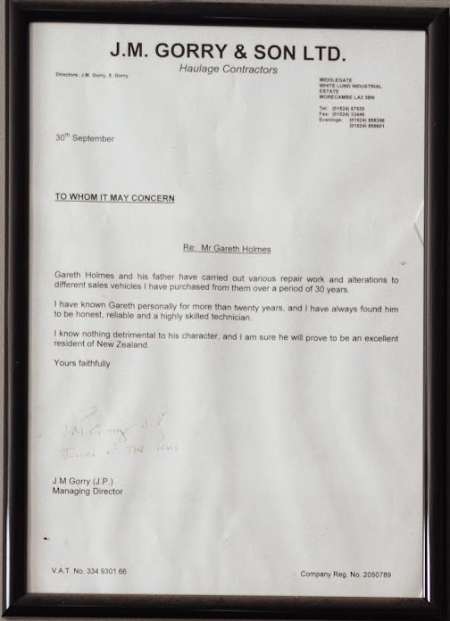 Letter from J.M. Gorry and Son Ltd
