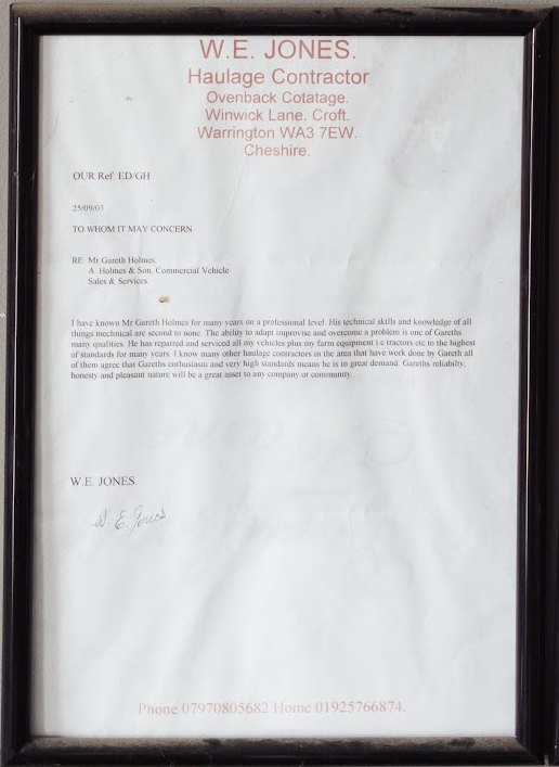 Letter from W.E. Jones Haulage